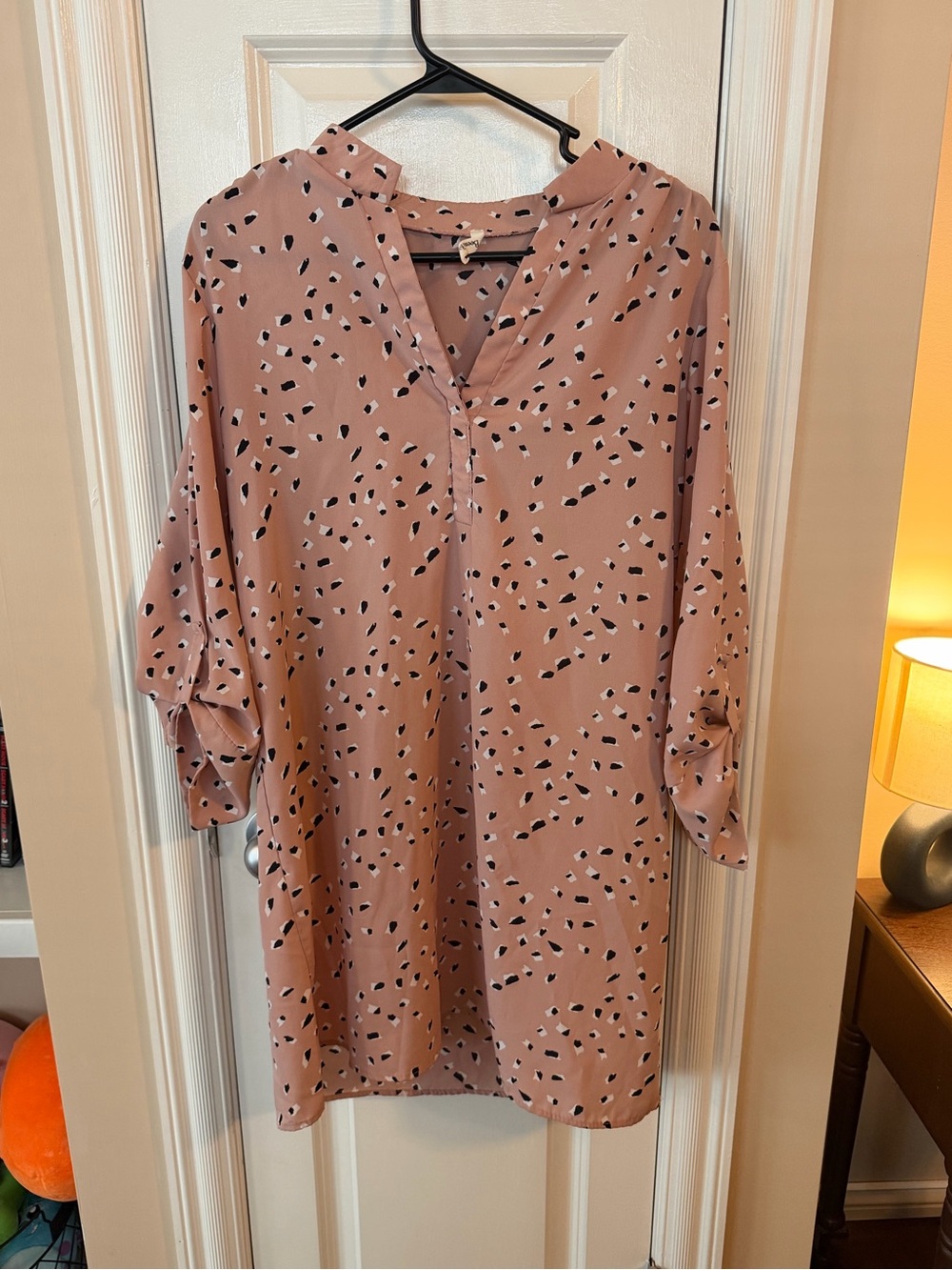 Beeson River Dusty Rose Printed V-Neck Tunic